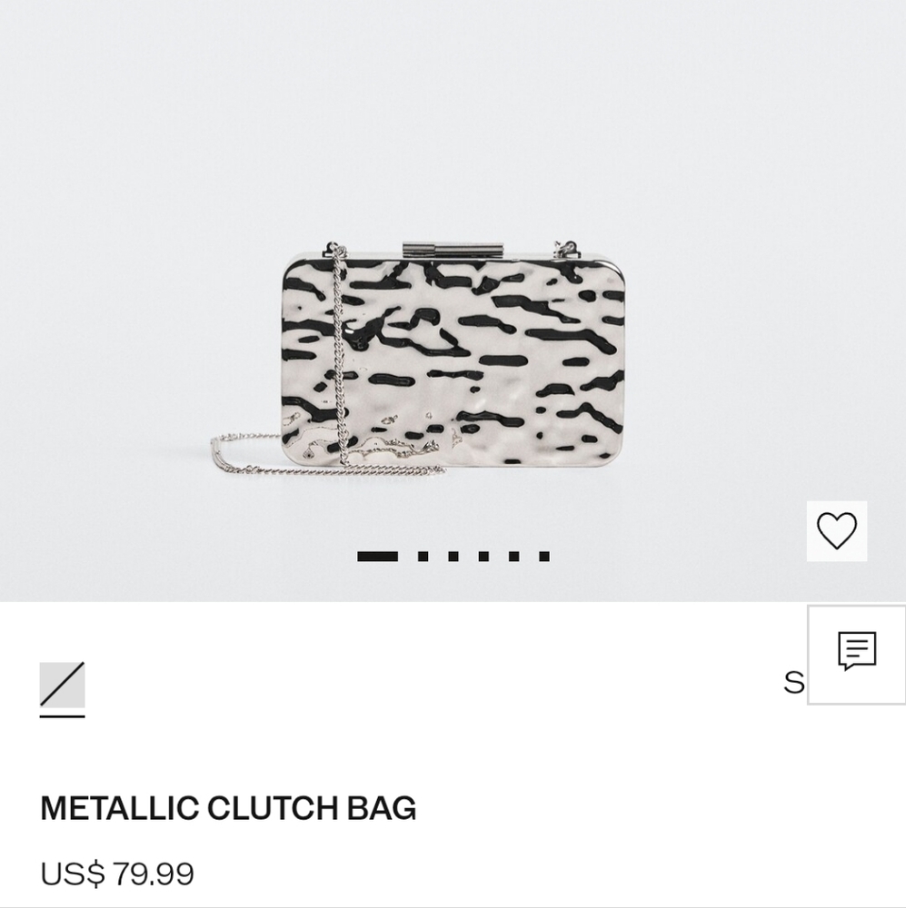 Mango Silver Clutch Bag Purse